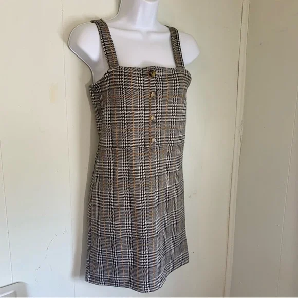 Primark | Dresses | Primark Plaid Black White Brown Strap Dress Size Small  | Poshmark